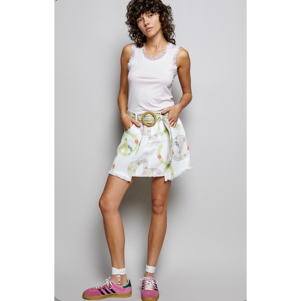 Peace A-line Mini Skirt - Picture 7 of 8